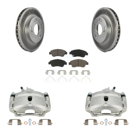 Front Brake Caliper Coat Rotor & Ceramic Pad Kit For 04-05 Honda Civic With 5 Lug Wheels KCG-100618C