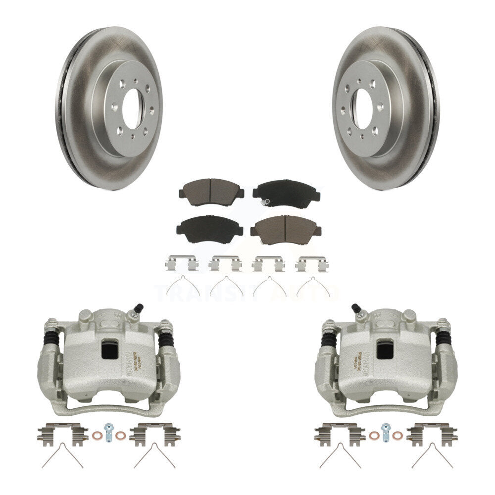Front Disc Brake Caliper Coated Rotors And Ceramic Pads Kit For 2007-2008 Honda Fit KCG-100619C