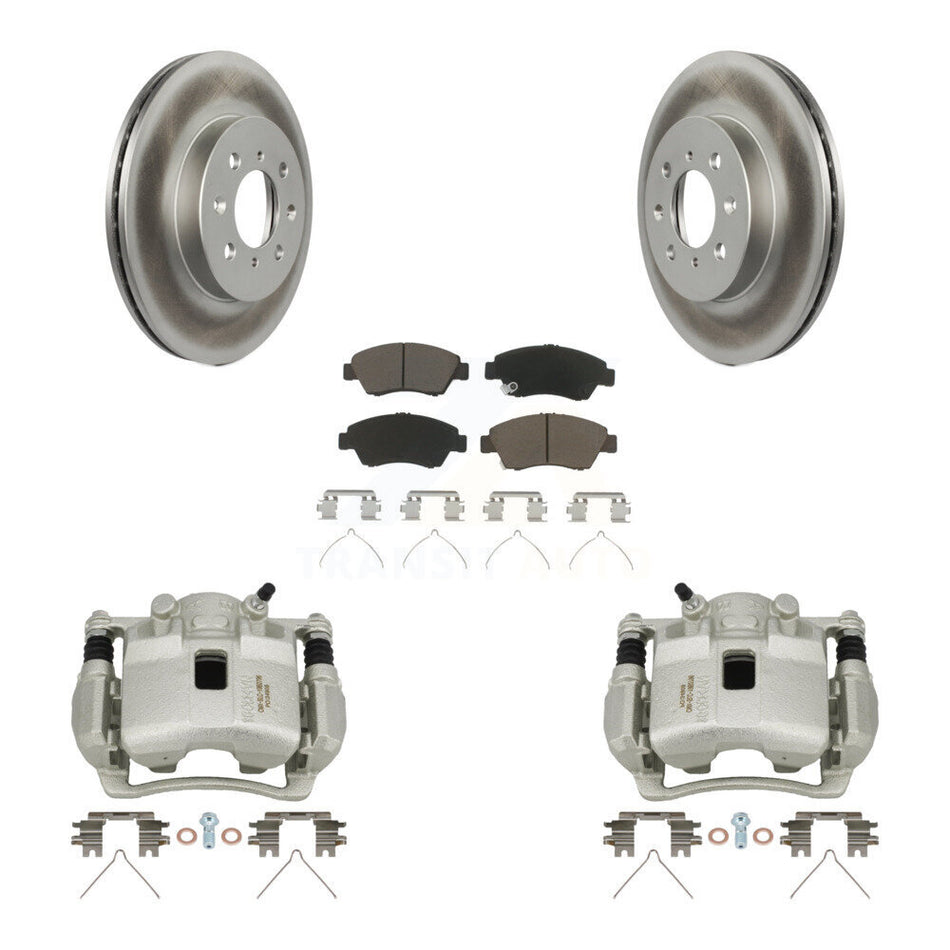 Front Disc Brake Caliper Coated Rotors And Ceramic Pads Kit For 2007-2008 Honda Fit KCG-100619C