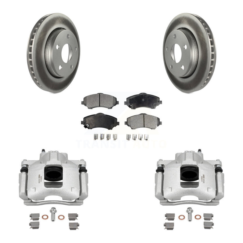 Front Disc Brake Caliper Coated Rotors And Ceramic Pads Kit For Jeep Wrangler KCG-100621T