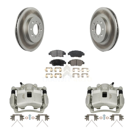 Front Disc Brake Caliper Coated Rotors And Ceramic Pads Kit For Honda Civic KCG-100625T