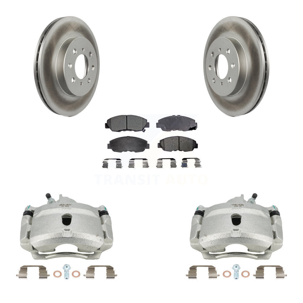 Front Disc Brake Caliper Coated Rotors And Ceramic Pads Kit For Honda Civic KCG-100626T