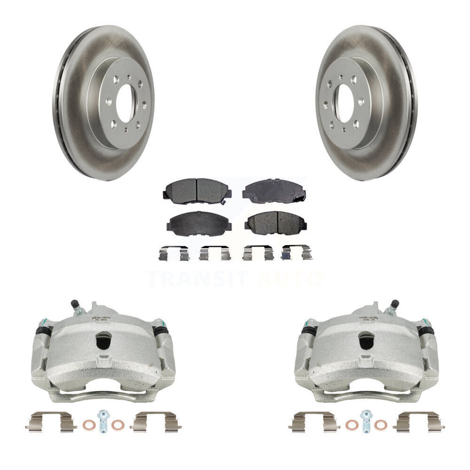 Front Disc Brake Caliper Coated Rotors And Ceramic Pads Kit For Honda Civic KCG-100626T