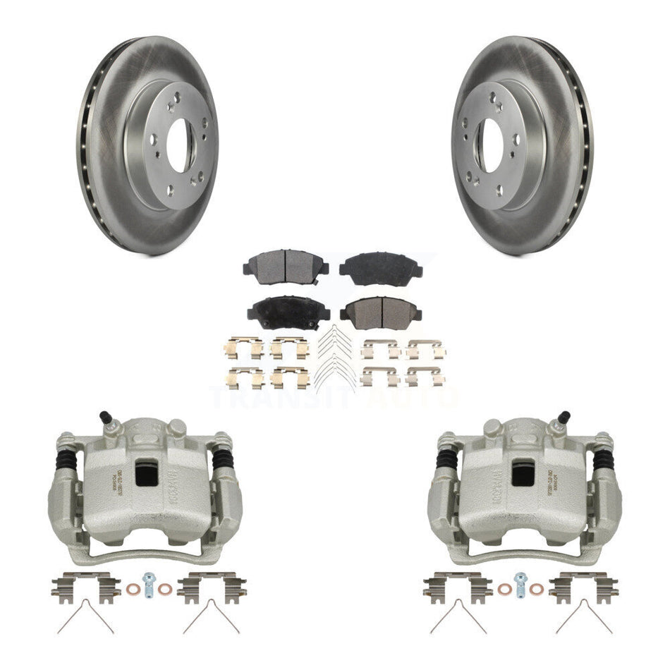 Front Disc Brake Caliper Coated Rotors And Ceramic Pads Kit For Honda Civic Acura RSX KCG-100628T