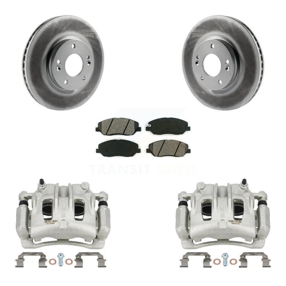 Front Disc Brake Caliper Coat Rotor Semi-Metallic Pad Kit For 2007-2009 Hyundai Santa Fe KCG-100629S