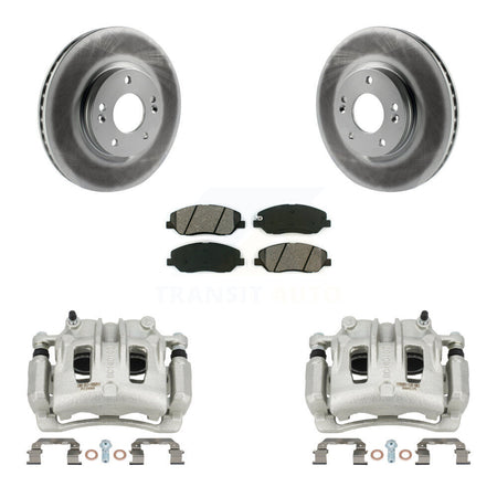 Front Disc Brake Caliper Coat Rotor Semi-Metallic Pad Kit For 2007-2009 Hyundai Santa Fe KCG-100629S