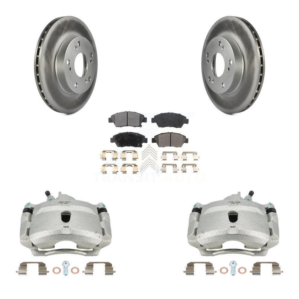 Front Brake Caliper Coat Rotor & Ceramic Pad Kit For 04-05 Honda Civic With 5 Lug Wheels KCG-100629T