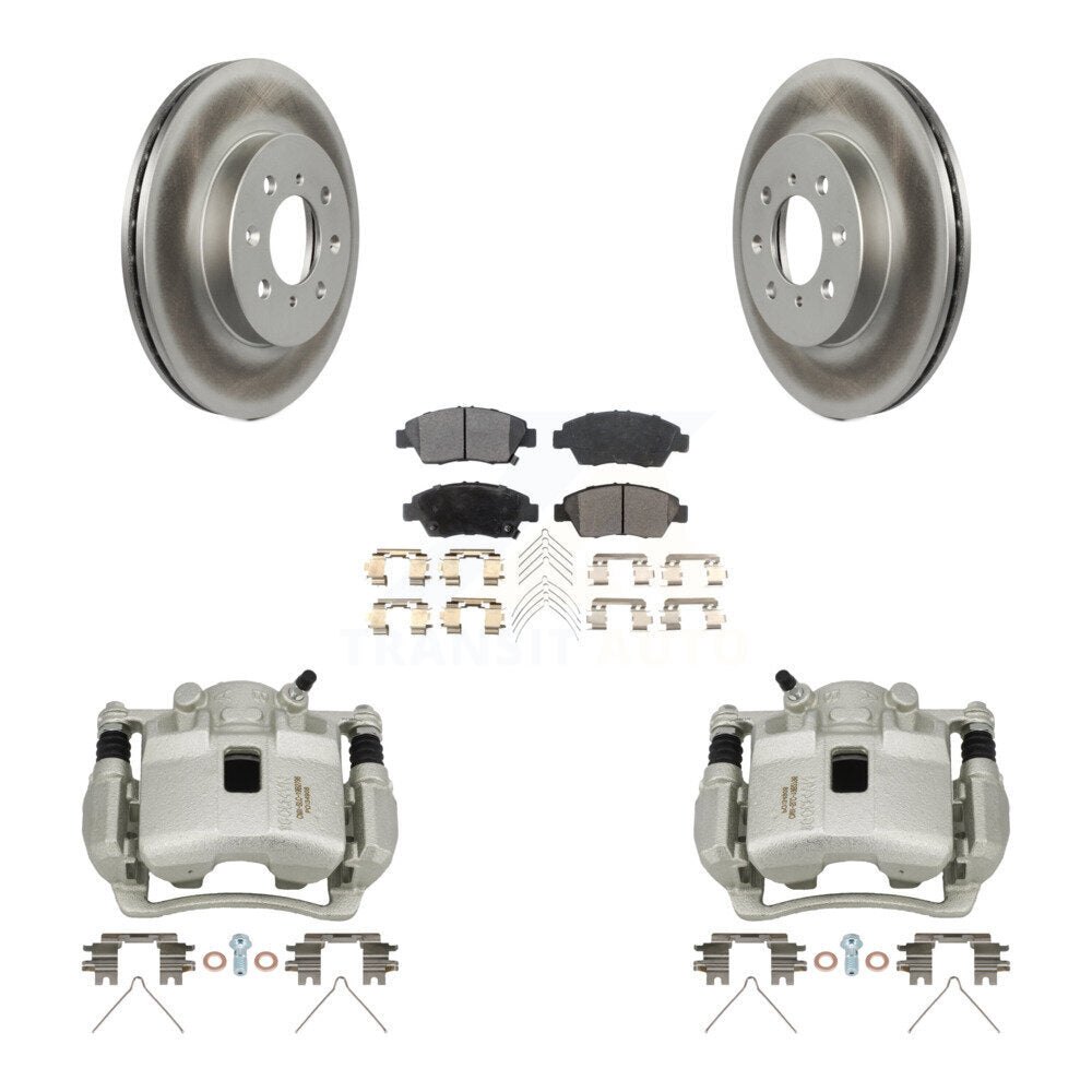 Front Disc Brake Caliper Coated Rotors And Ceramic Pads Kit For 2007-2008 Honda Fit KCG-100630T