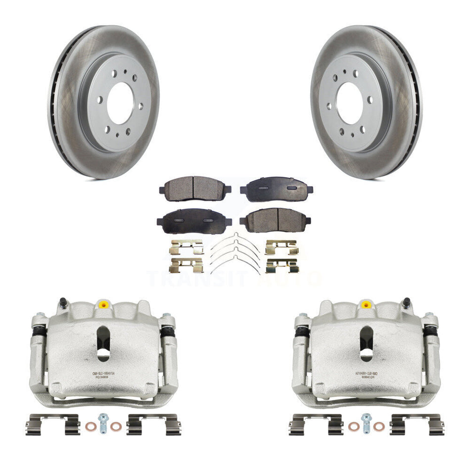 Front Brake Caliper Coat Rotor And Ceramic Pad Kit For 2009 Ford F-150 With 6 Lug Wheels KCG-100631T