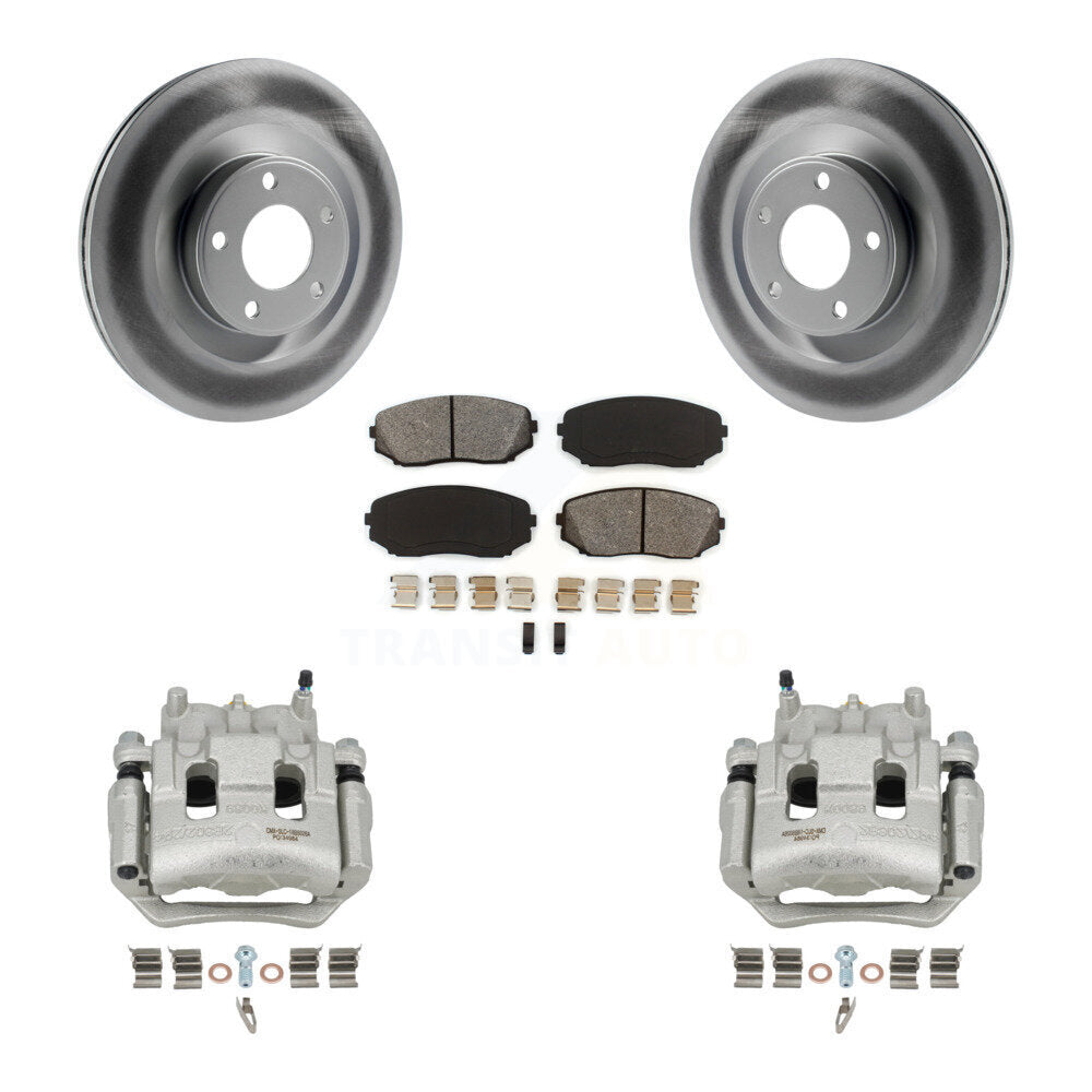 Front Disc Brake Caliper Coat Rotors And Semi-Metallic Pad Kit For Ford Edge Lincoln MKX KCG-100632S