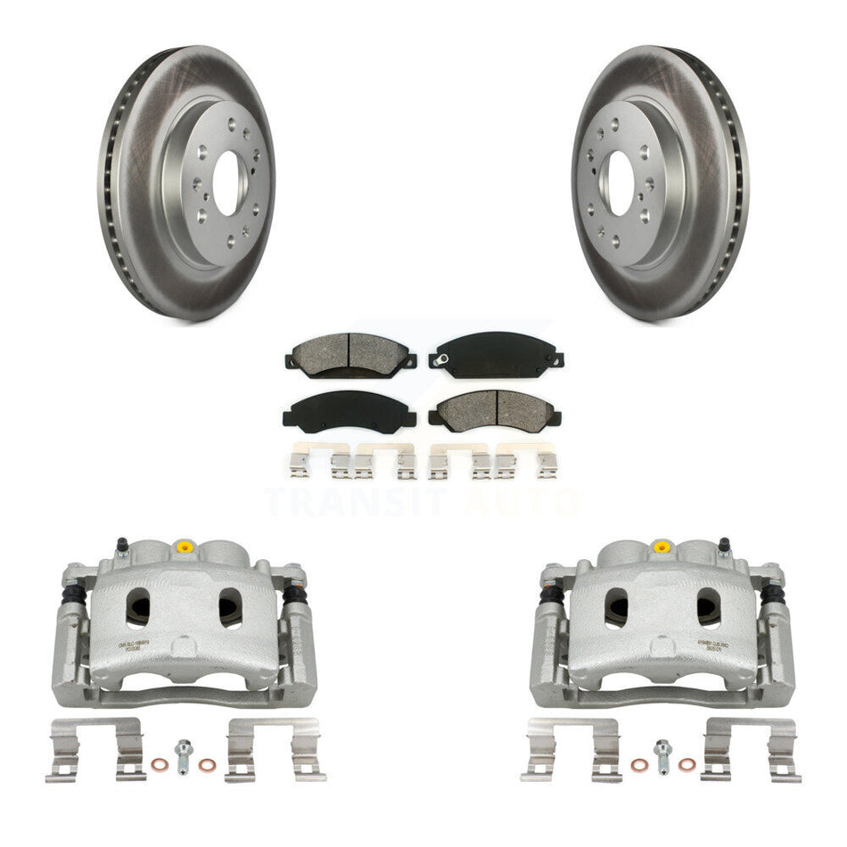 Front Brake Caliper Coat Rotor Semi-Metallic Pad Kit For Chevrolet Avalanche Cadillac XL KCG-100634S