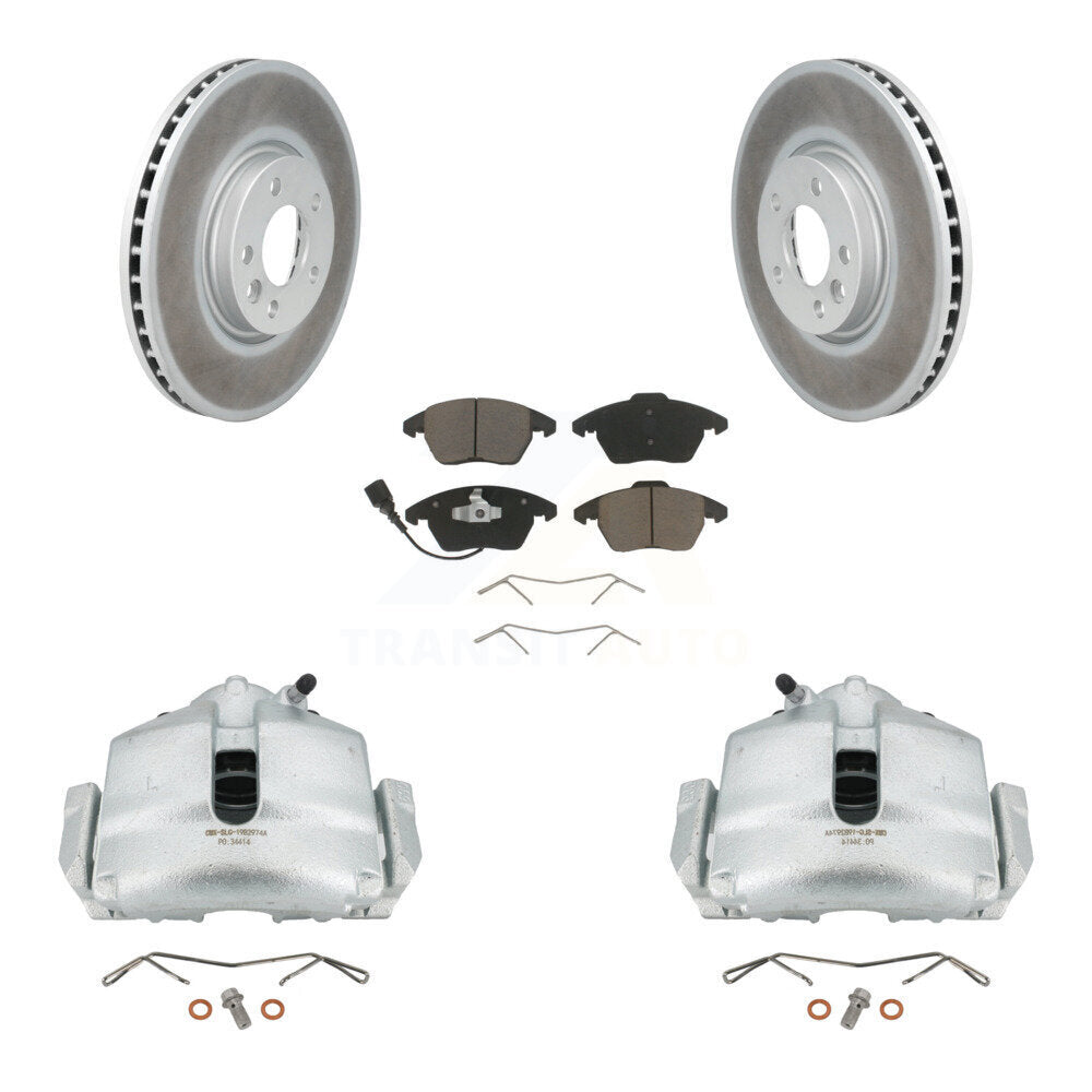 Front Disc Brake Caliper Coated Rotors And Ceramic Pads Kit For Volkswagen CC KCG-100636C