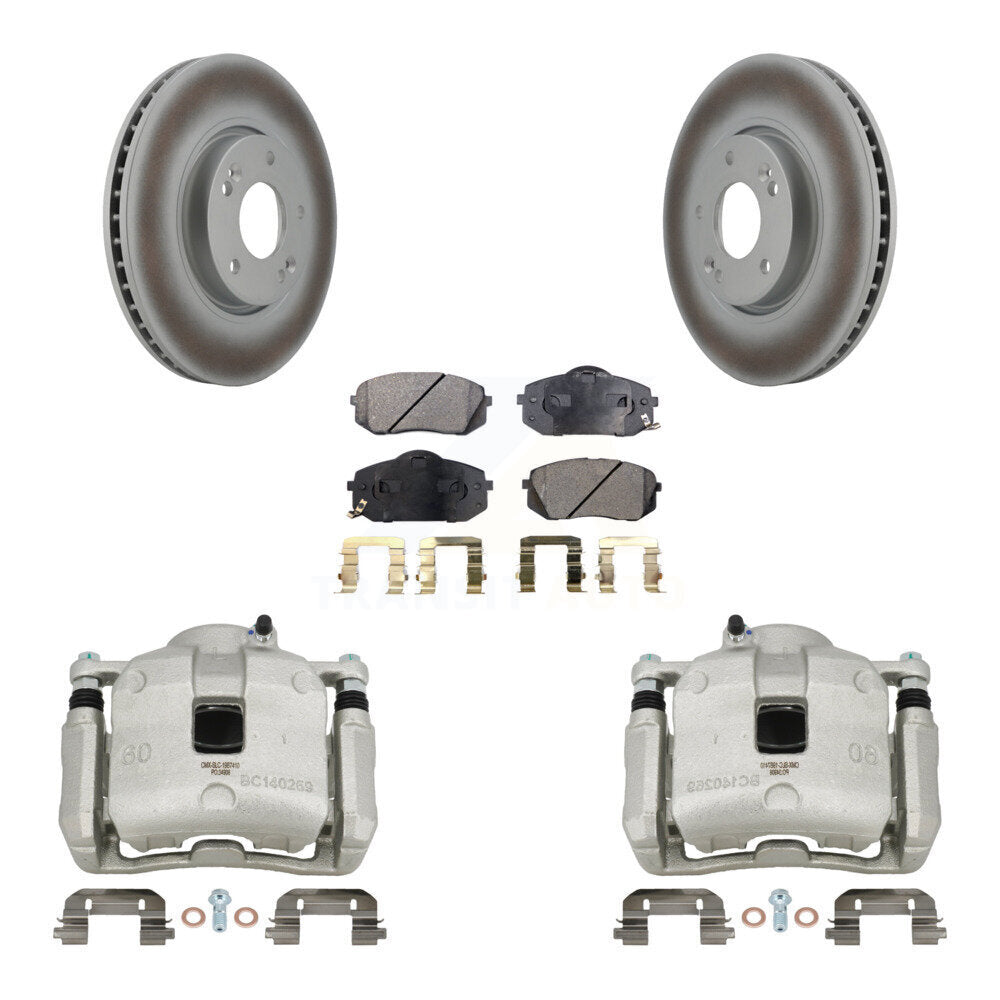 Front Brake Caliper Coat Rotor Semi-Metallic Pad Kit For Kia Sportage 2.4L From 12 10 15 KCG-100636P