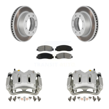 Front Brake Caliper Coat Rotor And Semi-Metallic Pad Kit For Ford F-250 Super Duty F-350 KCG-100638S