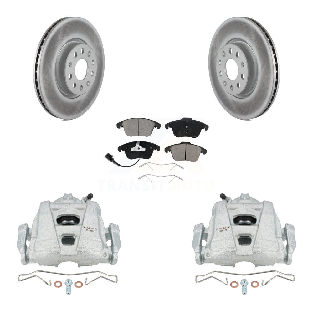 Front Disc Brake Caliper Coat Rotor Ceramic Pad Kit For Volkswagen Tiguan Passat Audi Q3 KCG-100640C