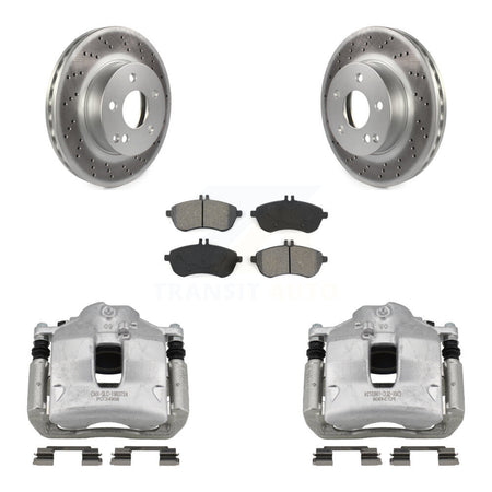 Front Disc Brake Caliper Coated Rotors And Semi-Metallic Pads Kit For Mercedes-Benz C250 KCG-100640S
