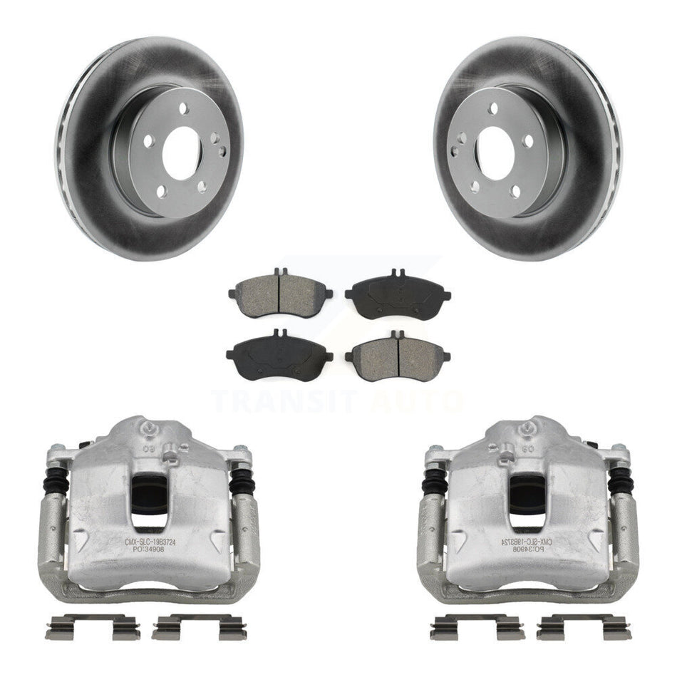 Front Disc Brake Caliper Coated Rotors And Semi-Metallic Pads Kit For Mercedes-Benz C250 KCG-100641S