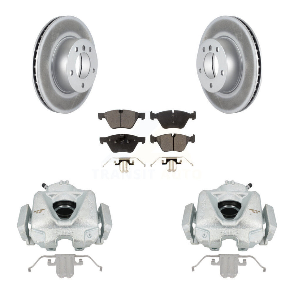 Front Disc Brake Caliper Coated Rotors And Semi-Metallic Pads Kit For BMW 323i KCG-100642P