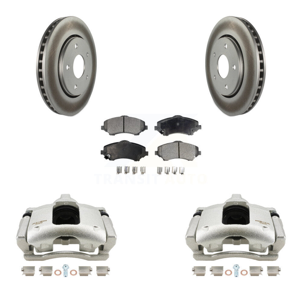 Front Disc Brake Caliper Coated Rotors And Ceramic Pads Kit For 2009-2011 Dodge Journey KCG-100642T