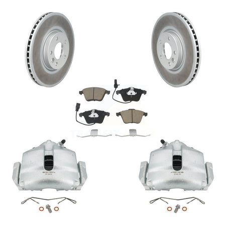 Front Disc Brake Caliper Coated Rotors And Ceramic Pads Kit For 2010 Volkswagen CC 3.6L KCG-100643C