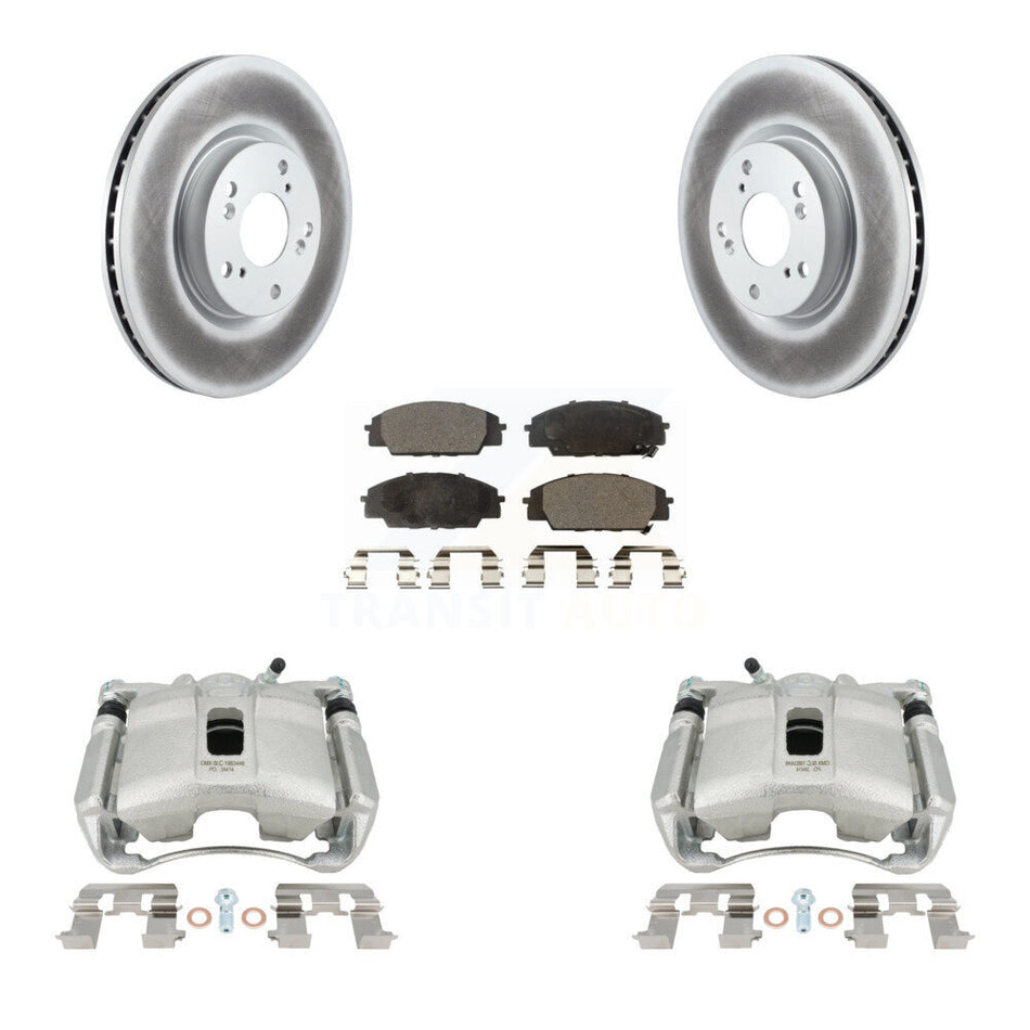 Front Disc Brake Caliper Coat Rotor Semi-Metallic Pad Kit For 2007-2010 Acura CSX Type-S KCG-100645P