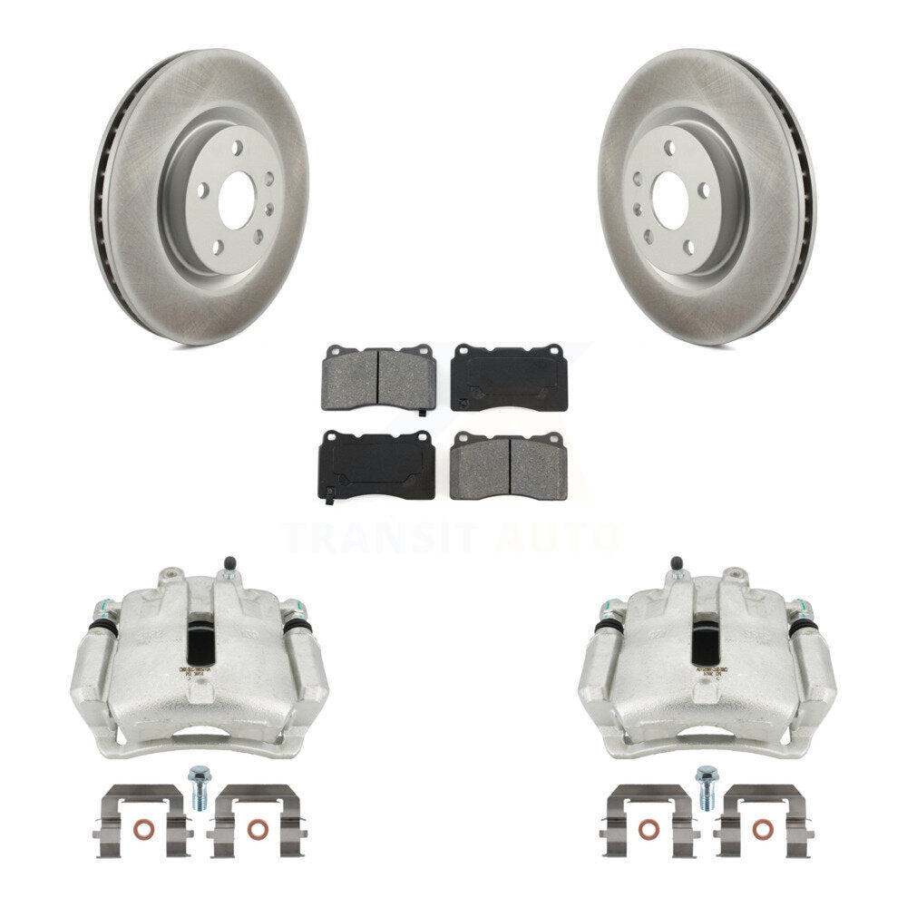 Front Disc Brake Caliper Coat Rotor Semi-Metallic Pad Kit For 2014-2017 Buick Regal 2.4L KCG-100645S