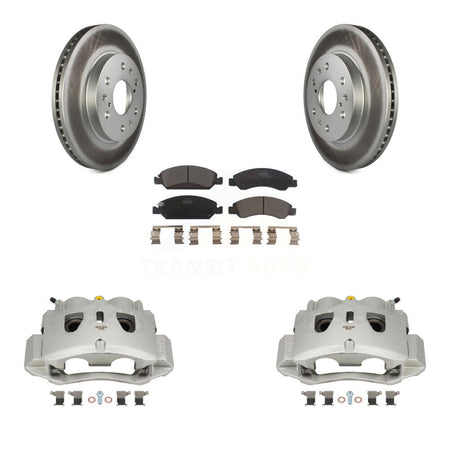 Front Disc Brake Caliper Coated Rotor And Ceramic Pad Kit For 2016 Chevrolet Suburban HD KCG-100646T