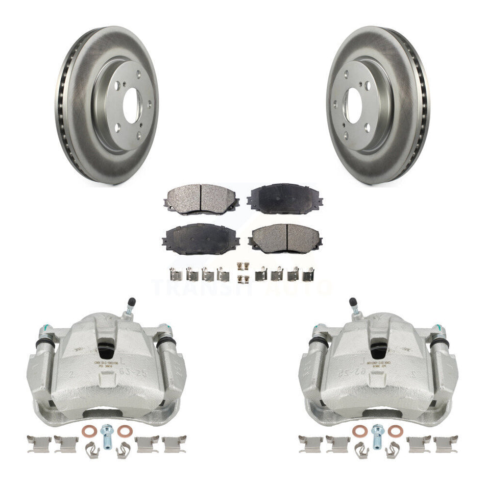 Front Disc Brake Caliper Coated Rotors And Semi-Metallic Pads Kit For Toyota RAV4 KCG-100647P