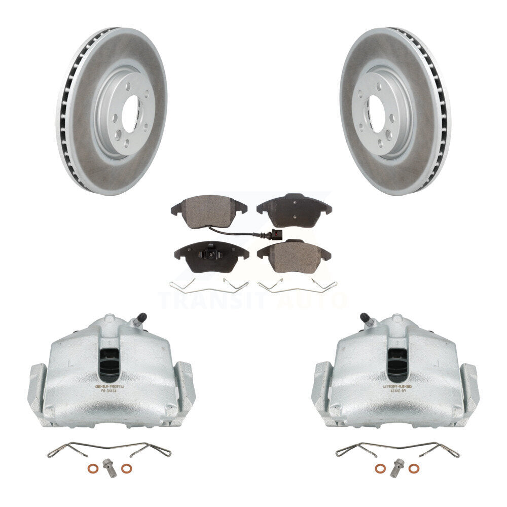 Front Disc Brake Caliper Coated Rotors And Ceramic Pads Kit For Volkswagen CC KCG-100647T