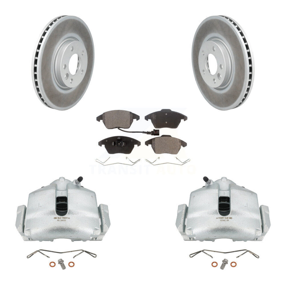 Front Disc Brake Caliper Coated Rotors And Ceramic Pads Kit For Volkswagen CC KCG-100647T