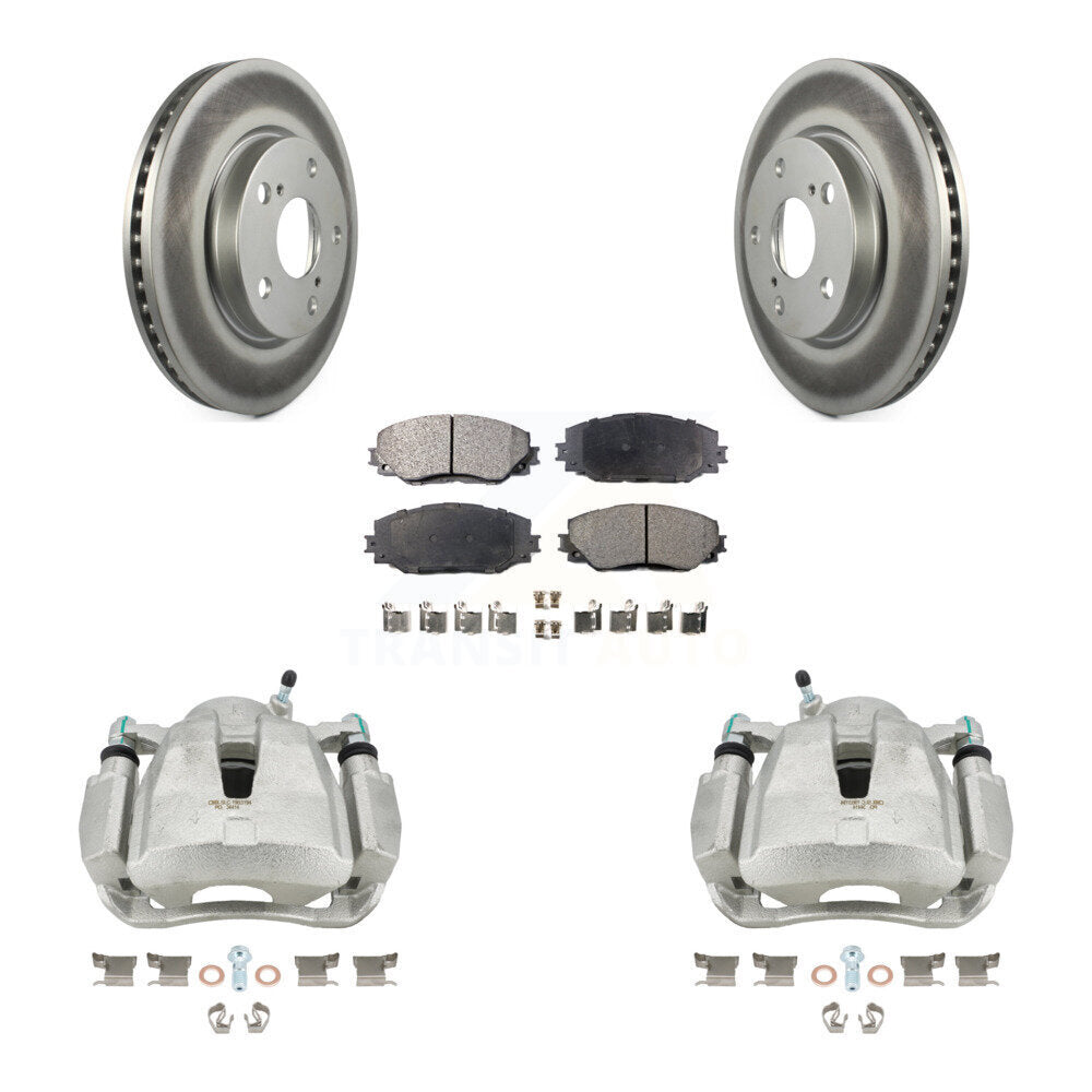 Front Disc Brake Caliper Coated Rotors And Semi-Metallic Pads Kit For Toyota RAV4 LE KCG-100648P
