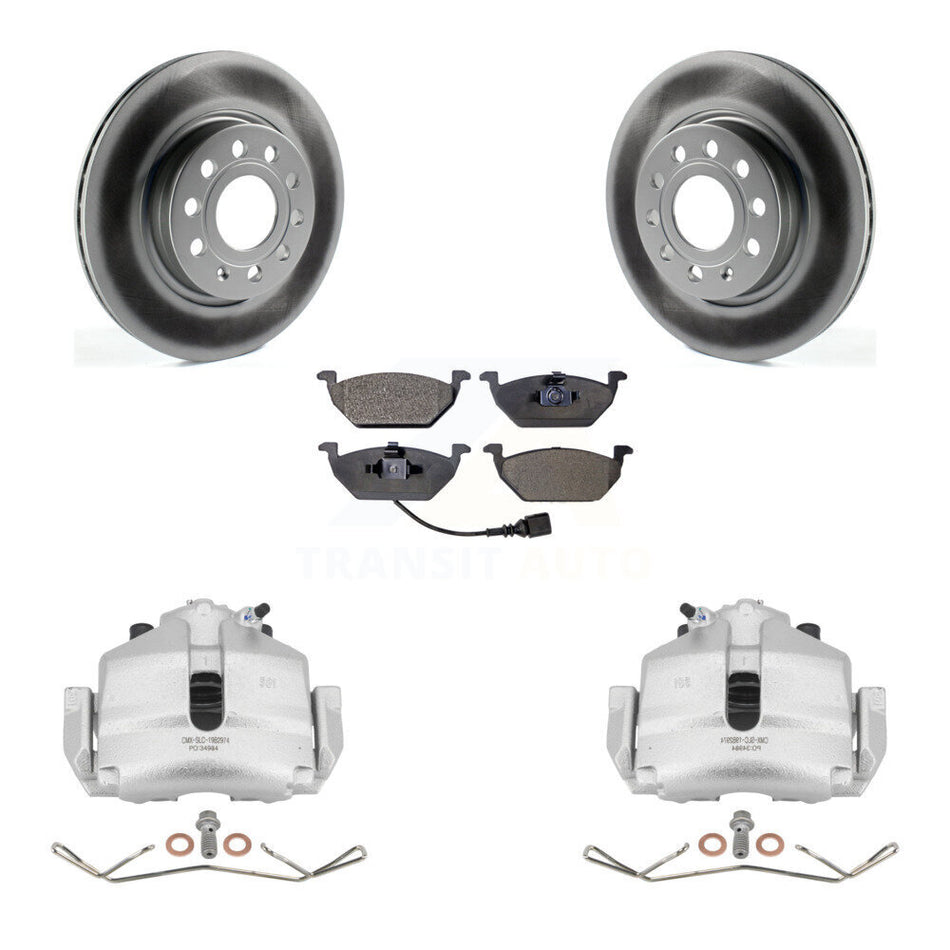 Front Disc Brake Caliper Coated Rotors And Ceramic Pads Kit For Volkswagen Jetta KCG-100650T