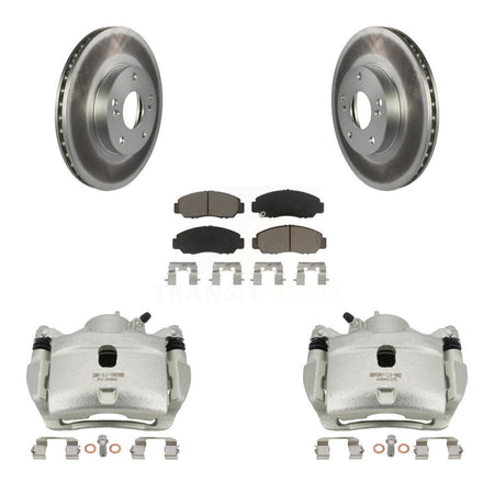Front Disc Brake Caliper Coated Rotors And Ceramic Pads Kit For 2007 Honda Accord 2.4L KCG-100653C