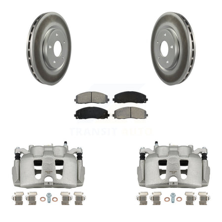 Front Disc Brake Caliper Coat Rotors & Semi-Metallic Pad Kit For 2014-2020 Dodge Journey KCG-100654S