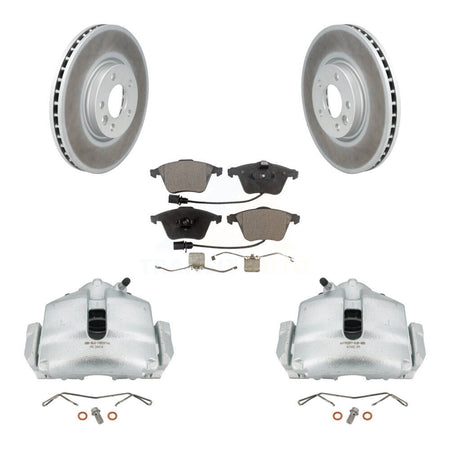 Front Disc Brake Caliper Coated Rotors And Ceramic Pads Kit For 2010 Volkswagen CC 3.6L KCG-100654T
