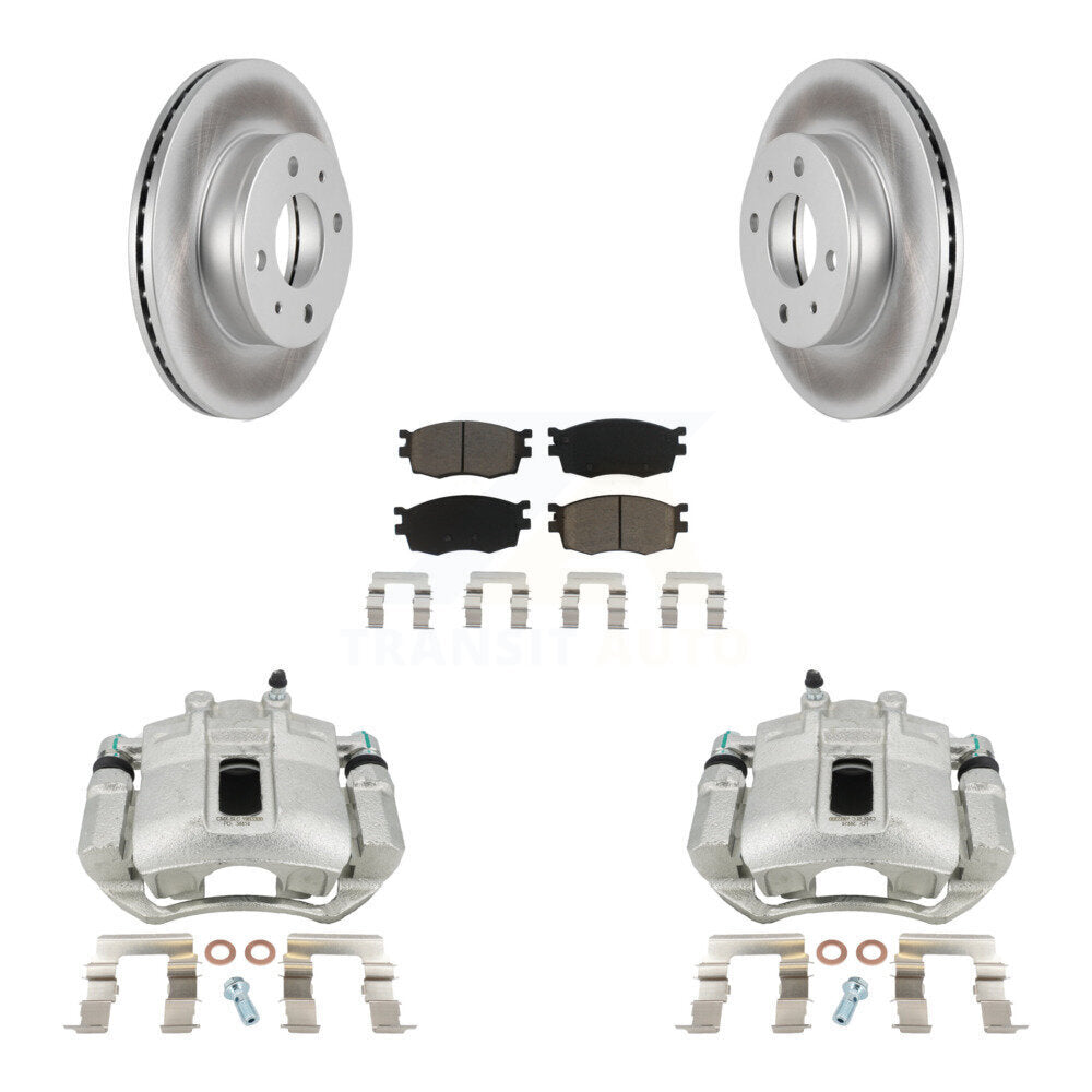 Front Disc Brake Caliper Coat Rotors & Ceramic Pad Kit For 2006 Hyundai Accent Hatchback KCG-100655C