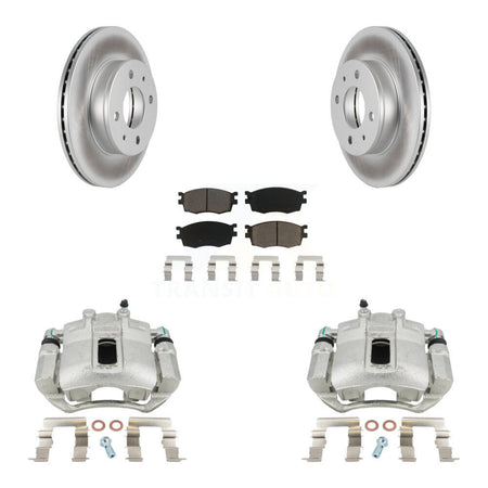 Front Disc Brake Caliper Coat Rotors & Ceramic Pad Kit For 2006 Hyundai Accent Hatchback KCG-100655C