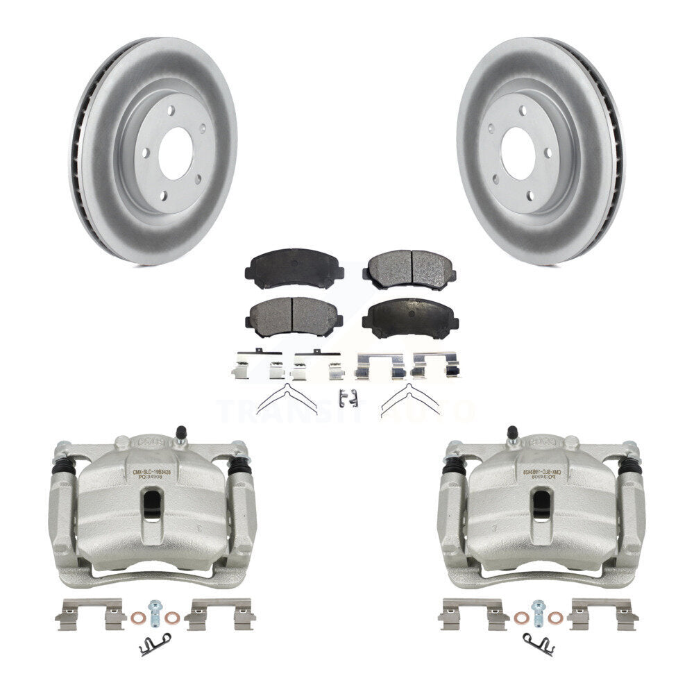 Front Disc Brake Caliper Coated Rotors And Semi-Metallic Pad Kit For Nissan Rogue Select KCG-100655P