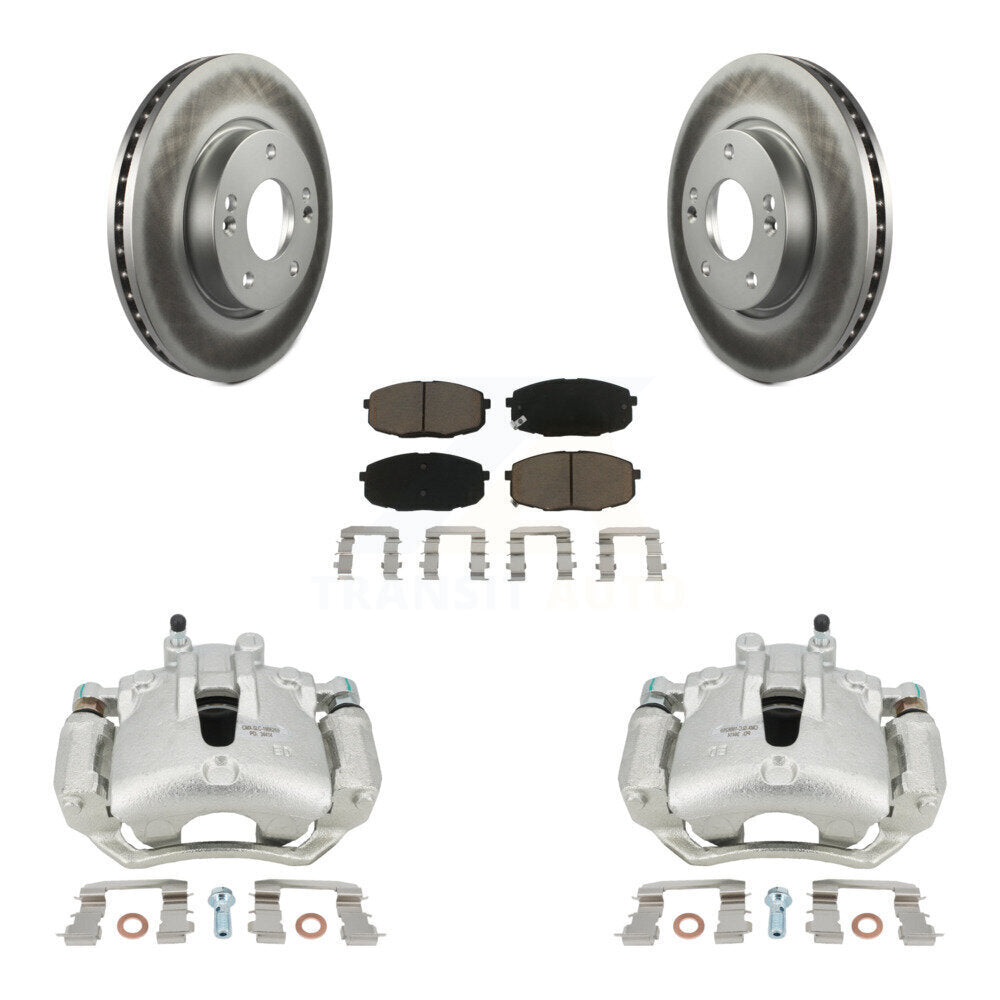 Front Disc Brake Caliper Coated Rotors And Ceramic Pads Kit For Hyundai Elantra KCG-100657C
