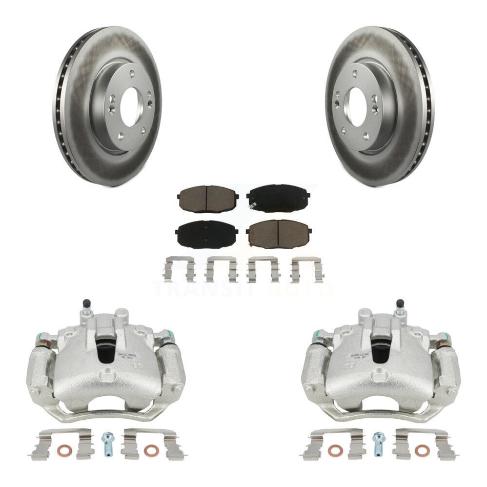 Front Disc Brake Caliper Coated Rotors And Ceramic Pads Kit For Hyundai Elantra KCG-100657C