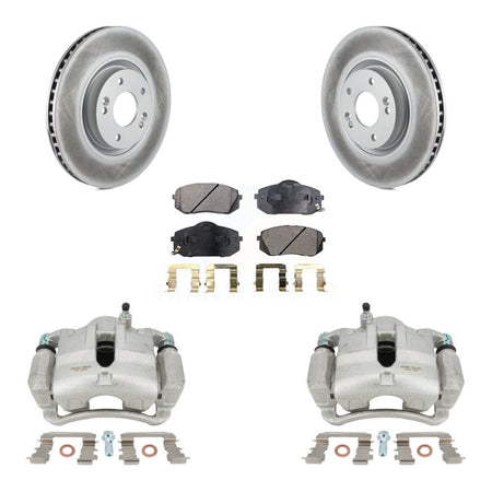 Front Disc Brake Caliper Coated Rotors And Semi-Metallic Pads Kit For Hyundai Tucson KCG-100657P