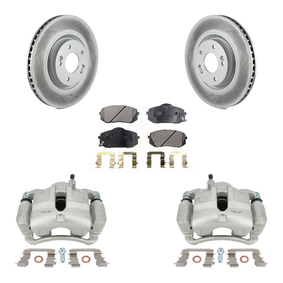 Front Disc Brake Caliper Coated Rotors And Semi-Metallic Pads Kit For Hyundai Tucson KCG-100657P