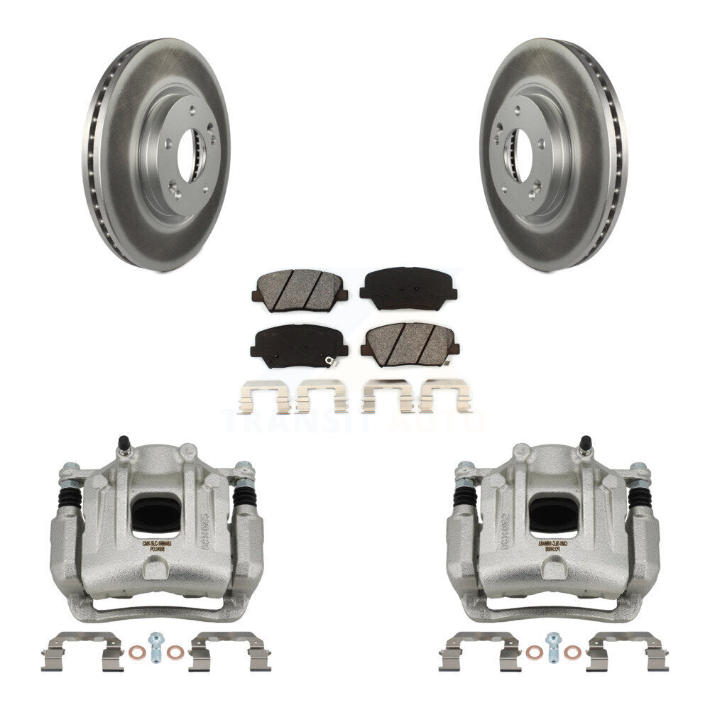 Front Brake Caliper Coat Rotors & Semi-Metallic Pad Kit For Hyundai Santa Fe Kia Sorento KCG-100657S