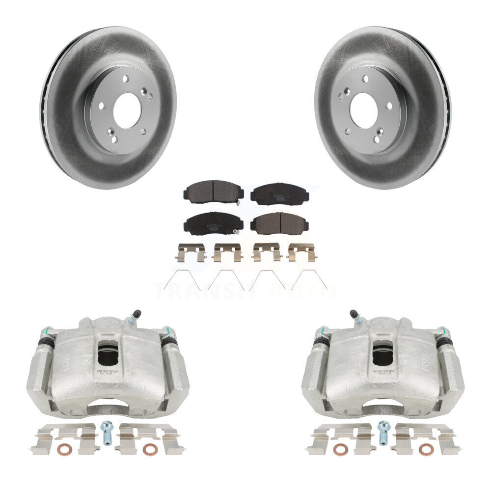 Front Disc Brake Caliper Coated Rotors And Ceramic Pads Kit For Honda Accord Acura TSX KCG-100657T