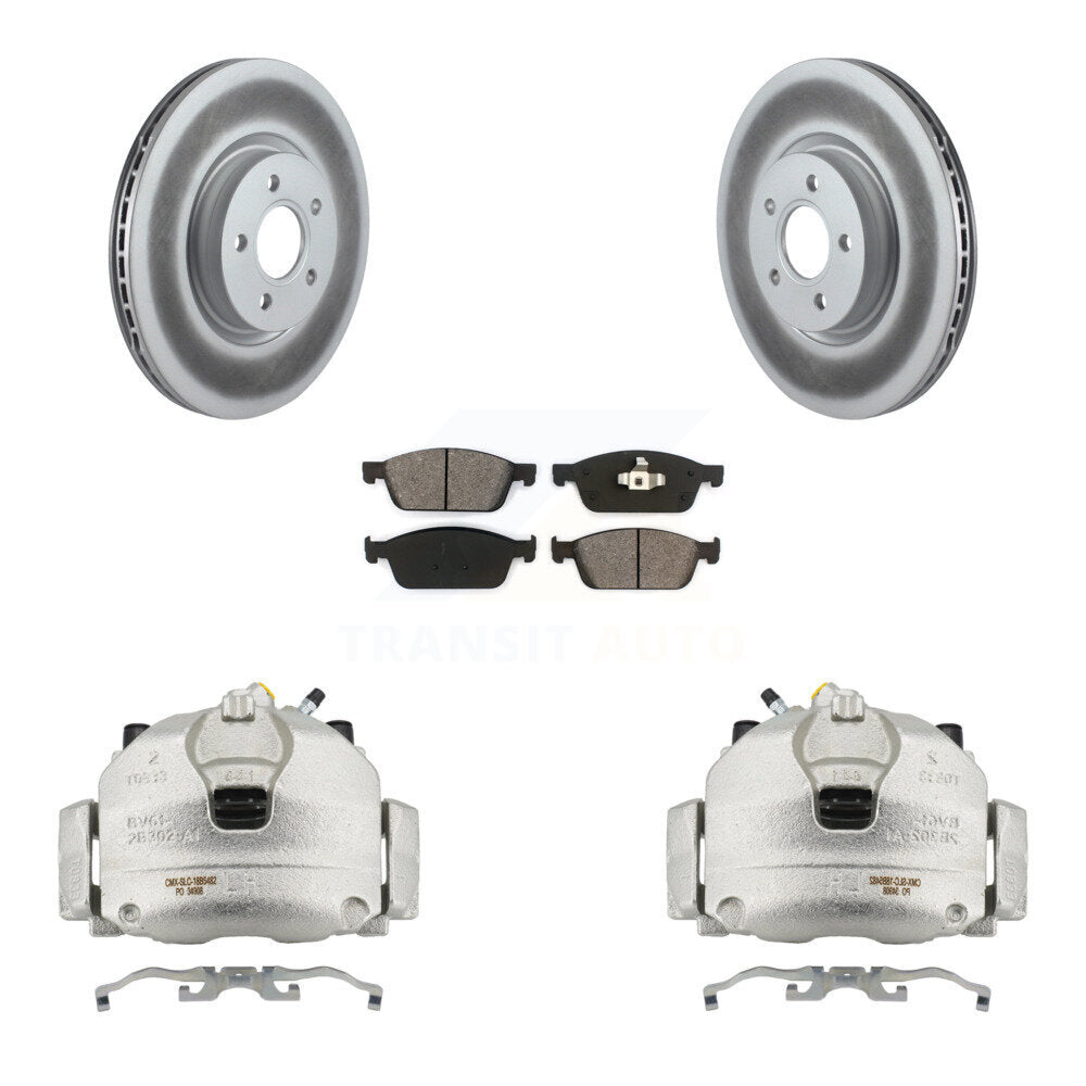 Front Brake Caliper Coat Rotor Semi-Metallic Pad Kit For Ford Escape Transit Connect MKC KCG-100659S