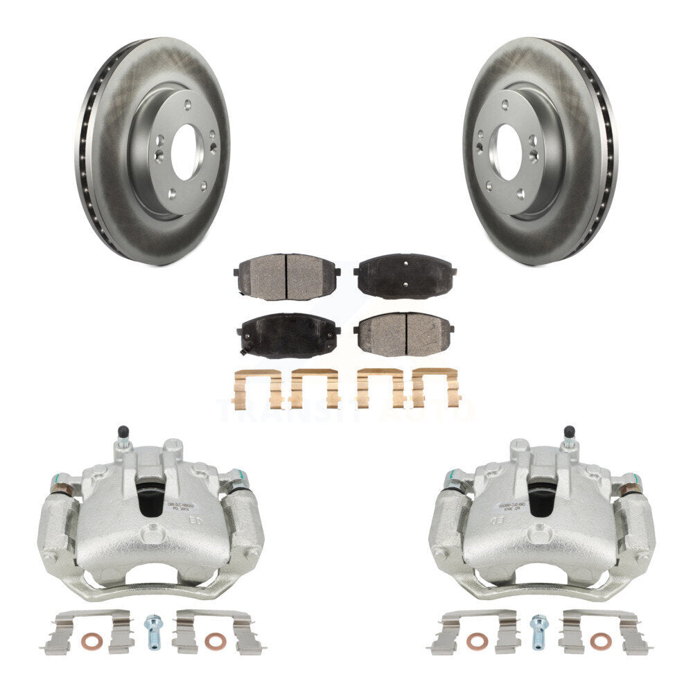 Front Disc Brake Caliper Coated Rotors And Semi-Metallic Pads Kit For Hyundai Elantra KCG-100660P