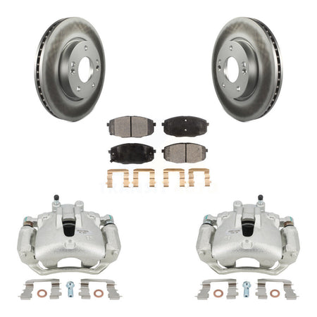 Front Disc Brake Caliper Coated Rotors And Semi-Metallic Pads Kit For Hyundai Elantra KCG-100660P