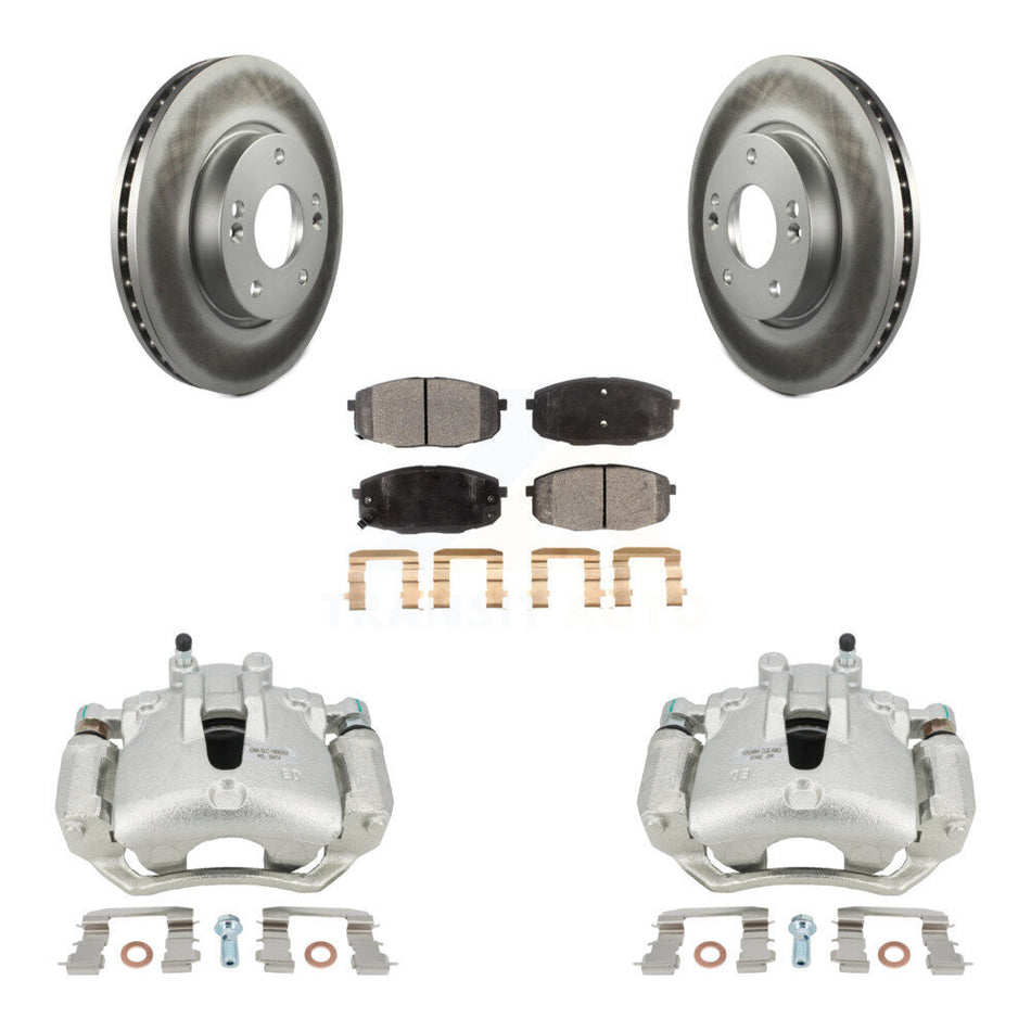 Front Disc Brake Caliper Coated Rotors And Semi-Metallic Pads Kit For Hyundai Elantra KCG-100660P