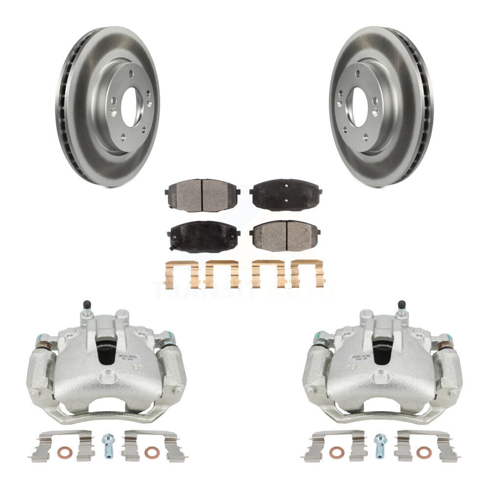 Front Disc Brake Caliper Coat Rotor Semi-Metallic Pad Kit For Kia Forte Koup Forte5 2.0L KCG-100662P