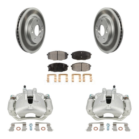 Front Disc Brake Caliper Coat Rotor Semi-Metallic Pad Kit For Kia Forte Koup Forte5 2.0L KCG-100662P